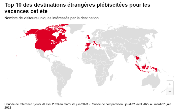 top 10 des destinations étrangères plébiscitées pour les vacances cet été